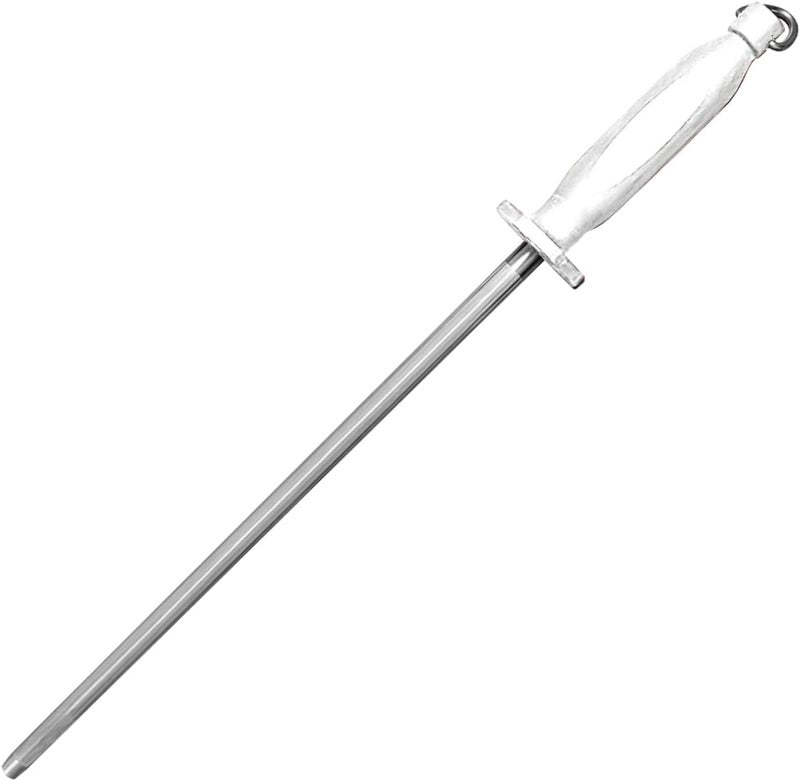 Kitchen Master 12 Inch Stainless Steel Sharpening Steel (White) | Professional Honing Rod, KMK064 - Image 1